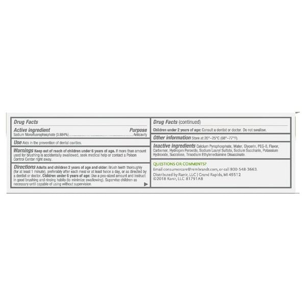 Rembrandt Deeply White + Peroxide Whitening Toothpaste with Fluoride, Removes Tough Stains, Rehardens and Strengthens Enamel - Peppermint - 3.5oz