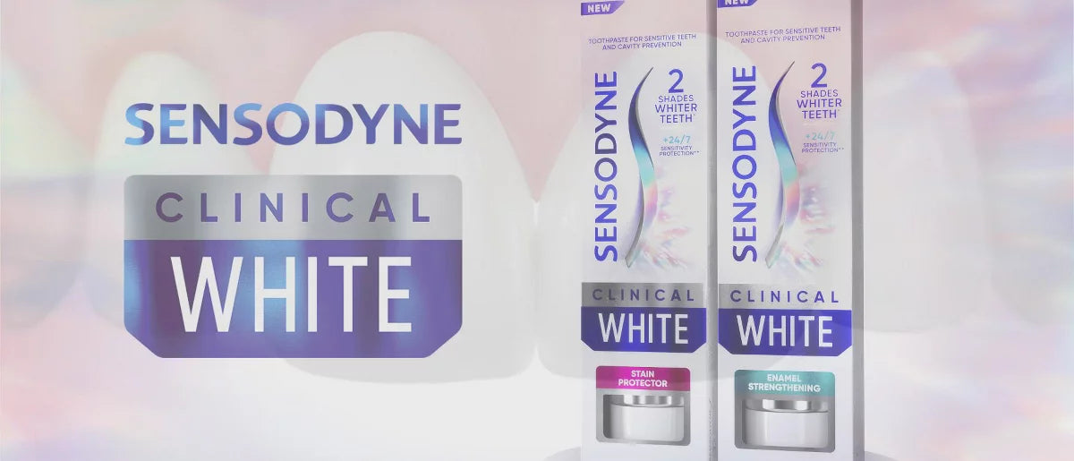 Sensodyne Clinical White Fluoride Stain Protector & Whitening Toothpaste for Sensitive Teeth - 3.4oz