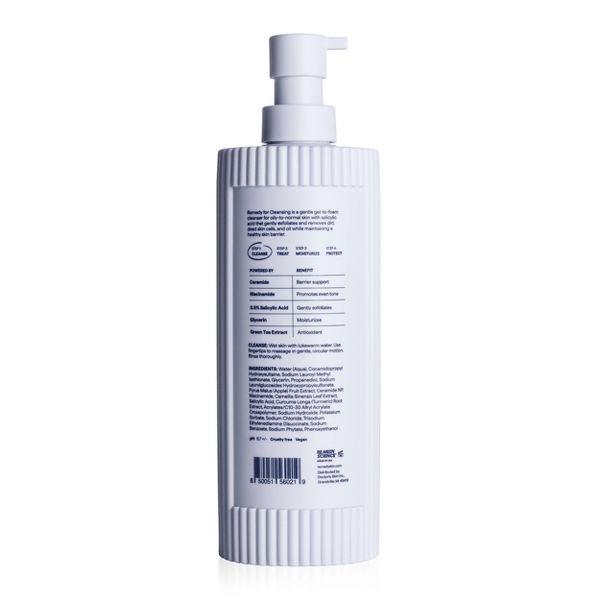 Remedy Skin Gel-to-Foam Gentle Exfoliating Cleanser with Salicylic Acid, Glycerin, Green Tea - 12 fl oz