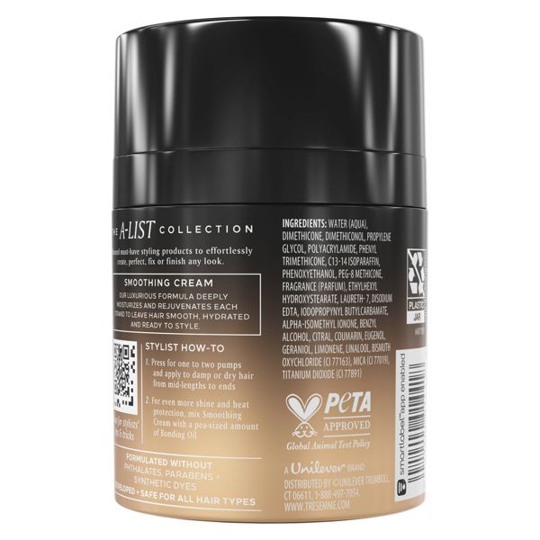 Tresemme A-List Collection Smoothing Cream, Golden Vanilla & Sandalwood Scent - 3.04 fl oz