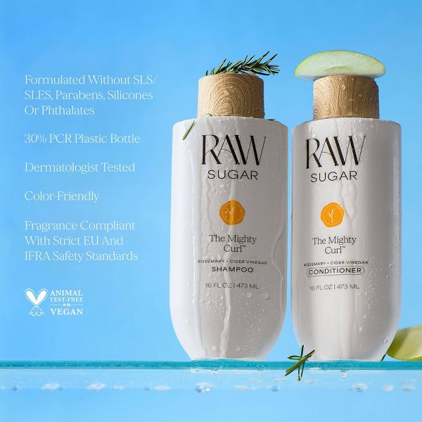 Raw Sugar The Mighty Curl Shampoo - Rosemary + Cider Vinegar - 16 fl oz