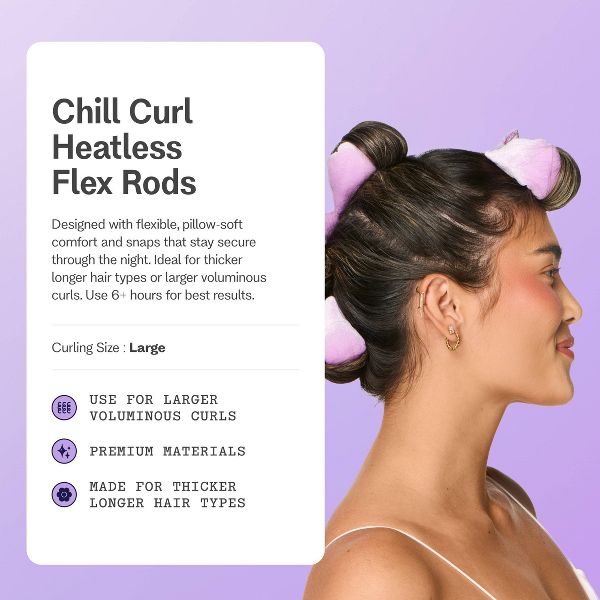 Gimme Beauty Chill Curl Heatless Flex Rods for Volume and Bounce - Thick Hair - 4ct