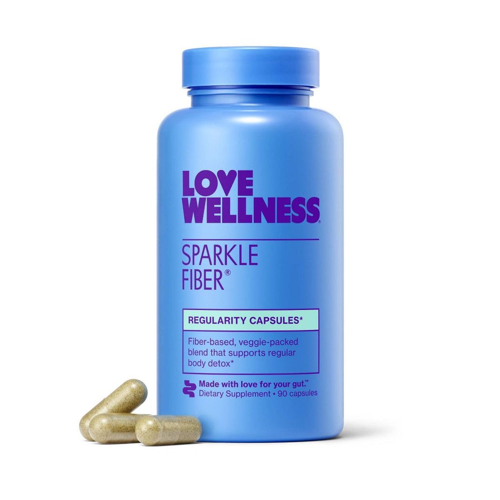 Love Wellness Sparkle Fiber Vegan Dietary Supplements for Easier Digestion & Regularity - 90ct