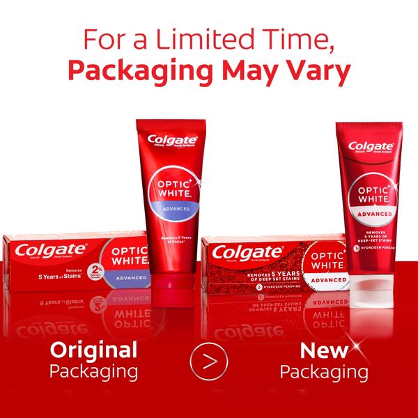 Colgate Optic White Advanced Teeth Whitening Toothpaste with 2% Hydrogen Peroxide - Icy Fresh - 3.2oz