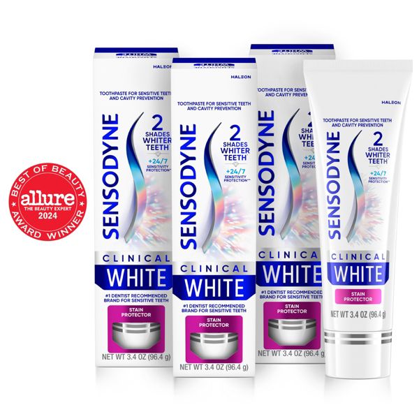 Sensodyne Clinical White Fluoride Stain Protector & Whitening Toothpaste for Sensitive Teeth - 3.4oz