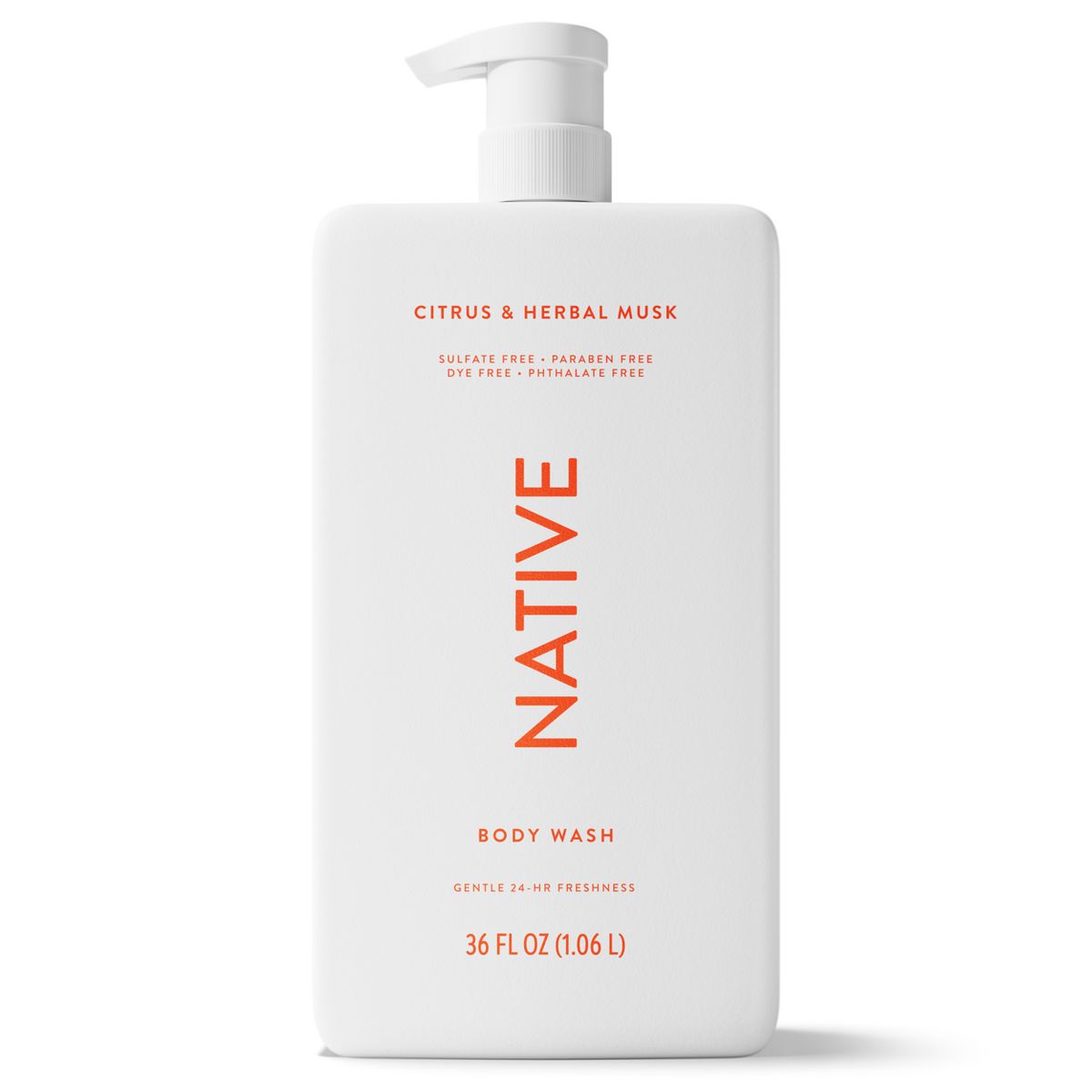 Native Body Wash for Men & Women - Citrus & Herbal Musk - Sulfate Free with Pump - 36 fl oz