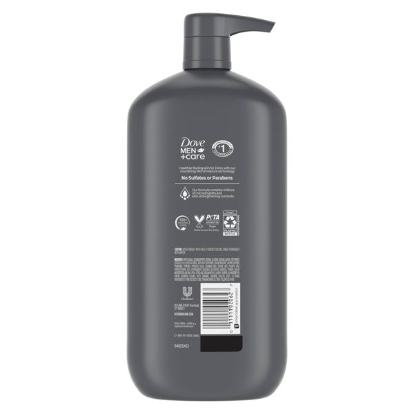 Dove Men+Care Charcoal + Clay Purifying Body & Face Wash Pump - Sulfate Free - 30 fl oz