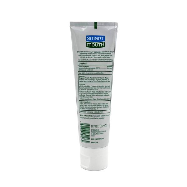 SmartMouth Premium Zinc Toothpaste - Mint - 6oz