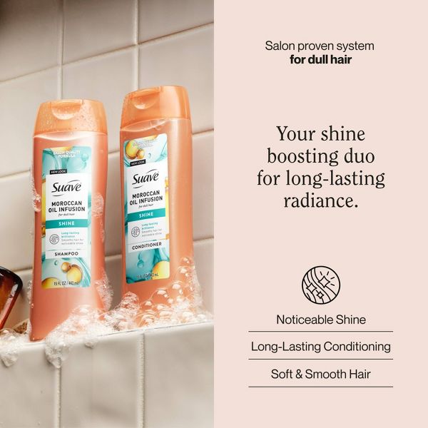 Suave Moroccan Oil Infusion Shine Shampoo and Conditioner - 2pk/30 fl oz