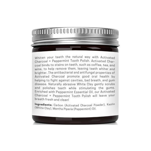 Olivia Care Activated Charcoal Tooth Polish Whitening Powder - Peppermint - 2oz