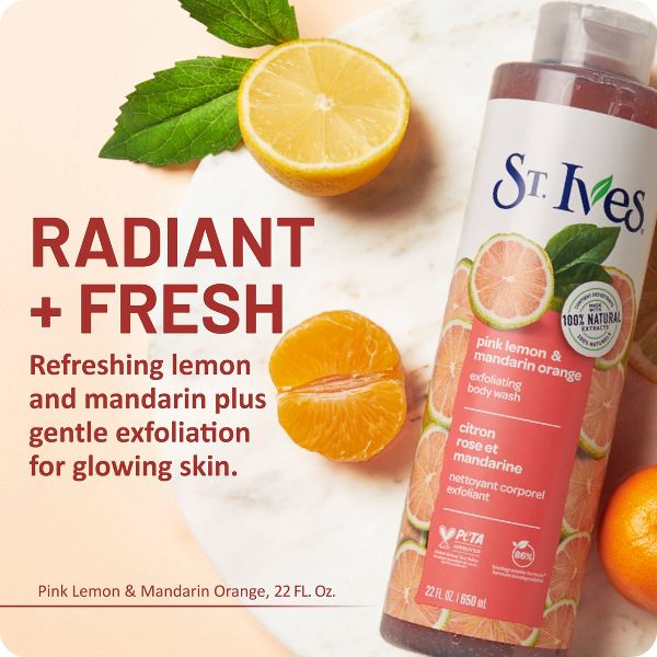 St. Ives Pink Lemon & Mandarin Orange Plant-Based Natural Body Wash Soap - 22 fl oz