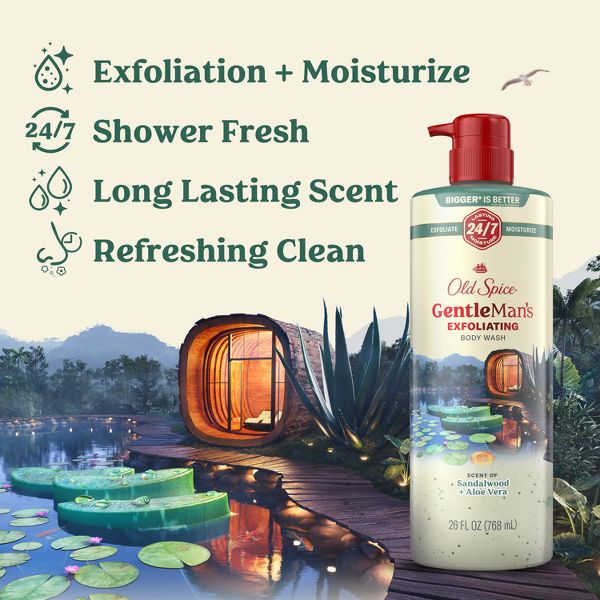 Old Spice Gentle Man's Blend Exfoliating Bodywash Pump - Sandalwood & Aloe Vera - 26 fl oz