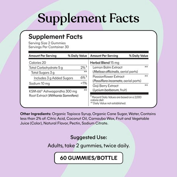 Lemme Chill Ashwagandha Gummies - Stress & Cortisol Support - KSM-66 Ashwagandha - Mixed Fruit Flavored - 60ct