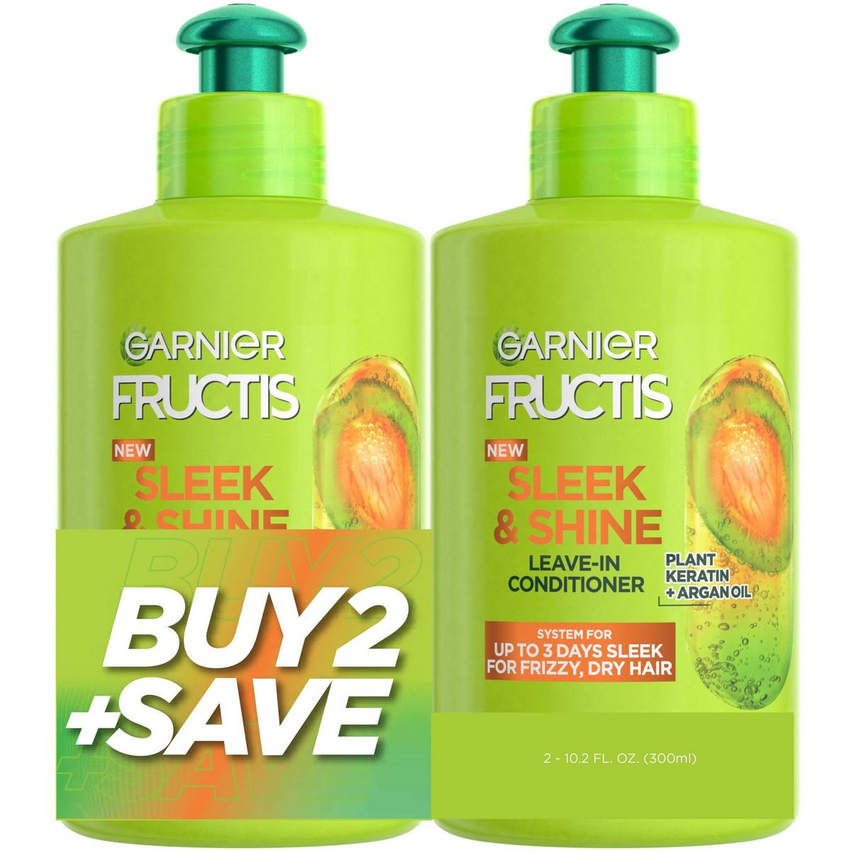 Garnier Fructis Active Fruit Protein Sleek & Shine Leave-In Conditioning Cream Twin Pack - 20.4 fl oz