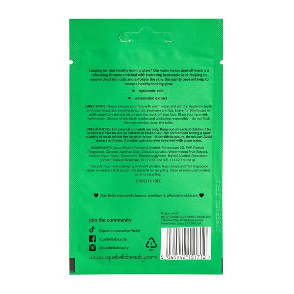Que Bella Refreshing Watermelon Peel Off Mask - 0.35oz