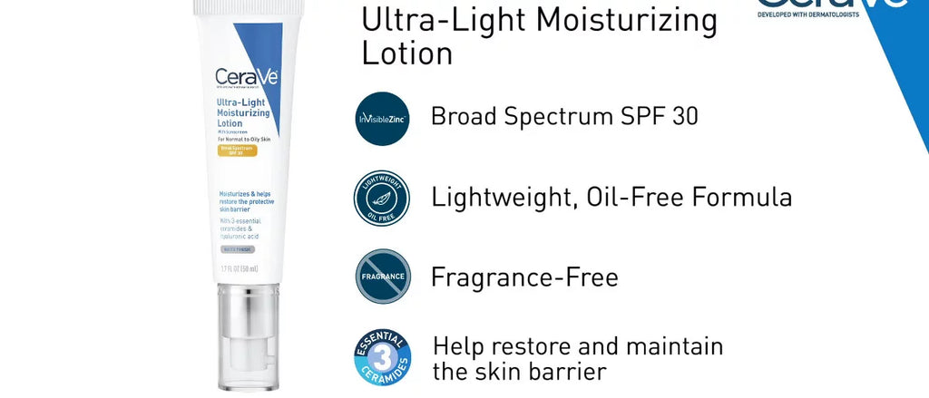 CeraVe Ultra-Light Face Lotion Moisturizer with Sunscreen - SPF 30 – 1.7oz