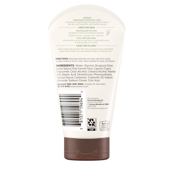 Aveeno Daily Moisturizing Prebiotic Oat Face Cream for Dry Skin - Fragrance Free - 5fl oz