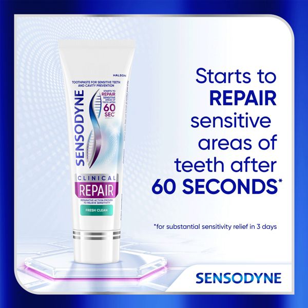 Sensodyne Clinical Repair Fluoride Toothpaste - Fresh Clean - 3.4oz
