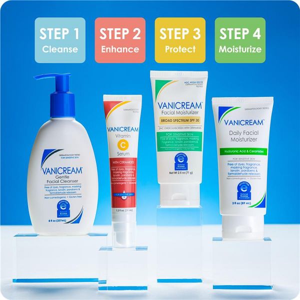 Vanicream Facial Moisturizer SPF 30 Zinc Oxide Mineral Sunscreen for Sensitive Skin - Unscented - 2.5oz
