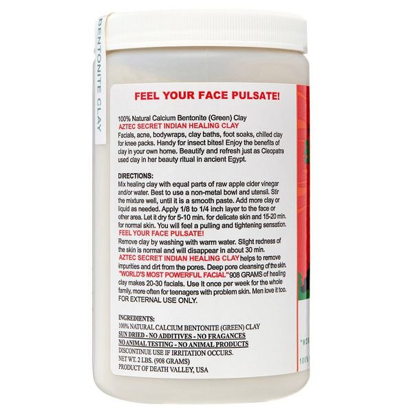 Aztec Secret Indian Healing Clay Deep Pore Cleansing Face & Body Mask, Calcium Bentonite Clay - 32oz