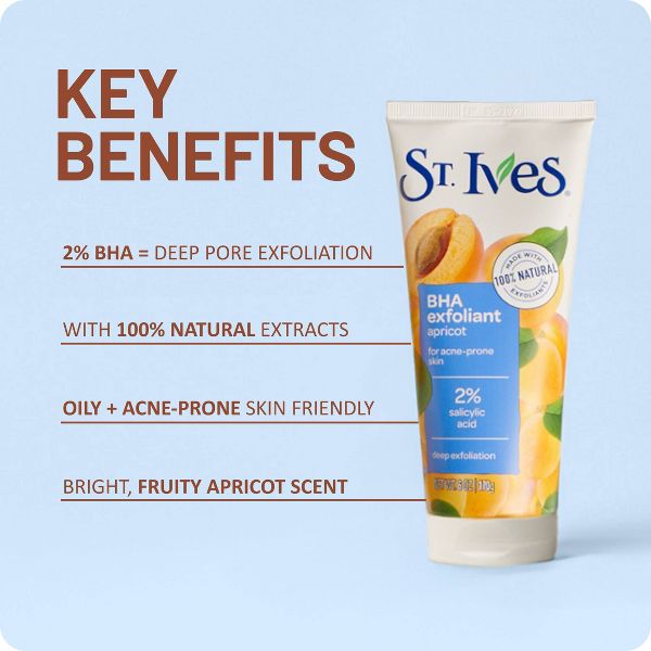 St. Ives BHA Apricot Face Exfoliant for Acne Prone Skin - 6oz