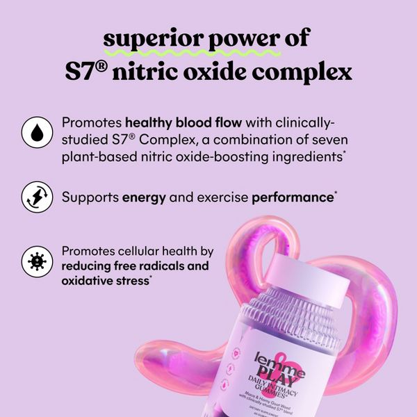 Lemme Play Libido Gummies - Daily Intimacy Support & Blood Flow - Maca, Horny Goat Weed & Nitric Oxide Booster - Cherry Flavored - 60ct