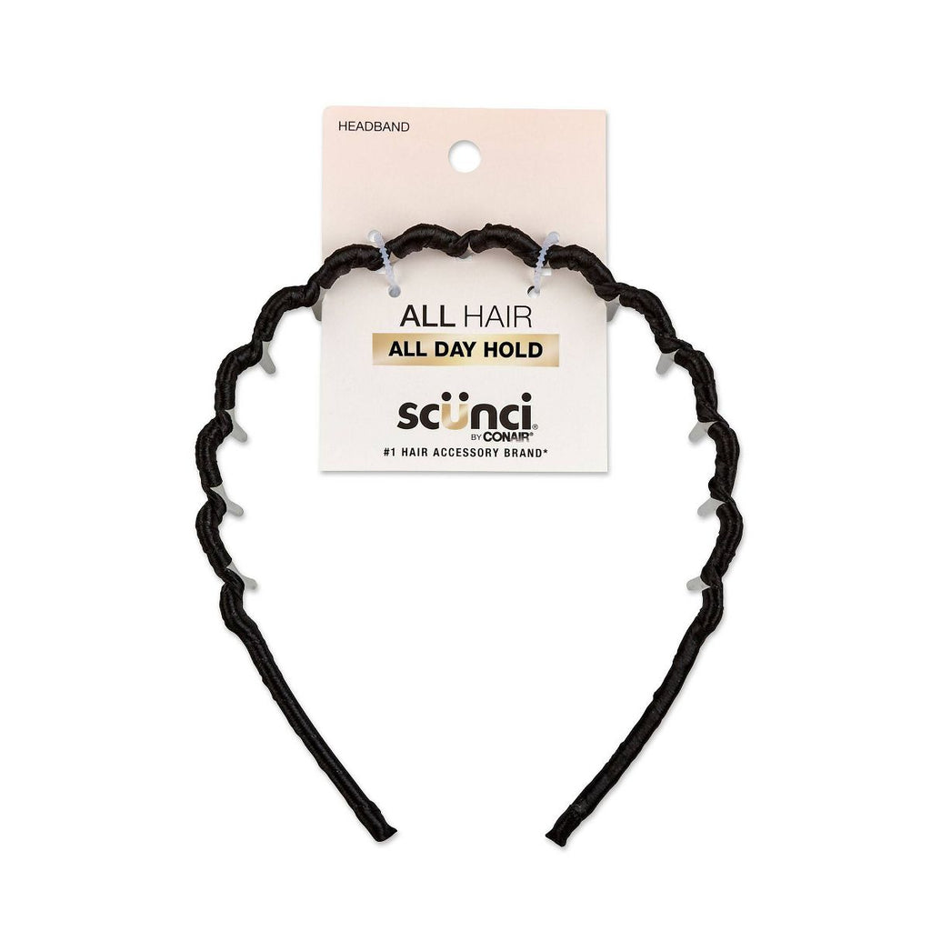 scünci Fabric Covered Zig Zag Headband - Black - All Hair