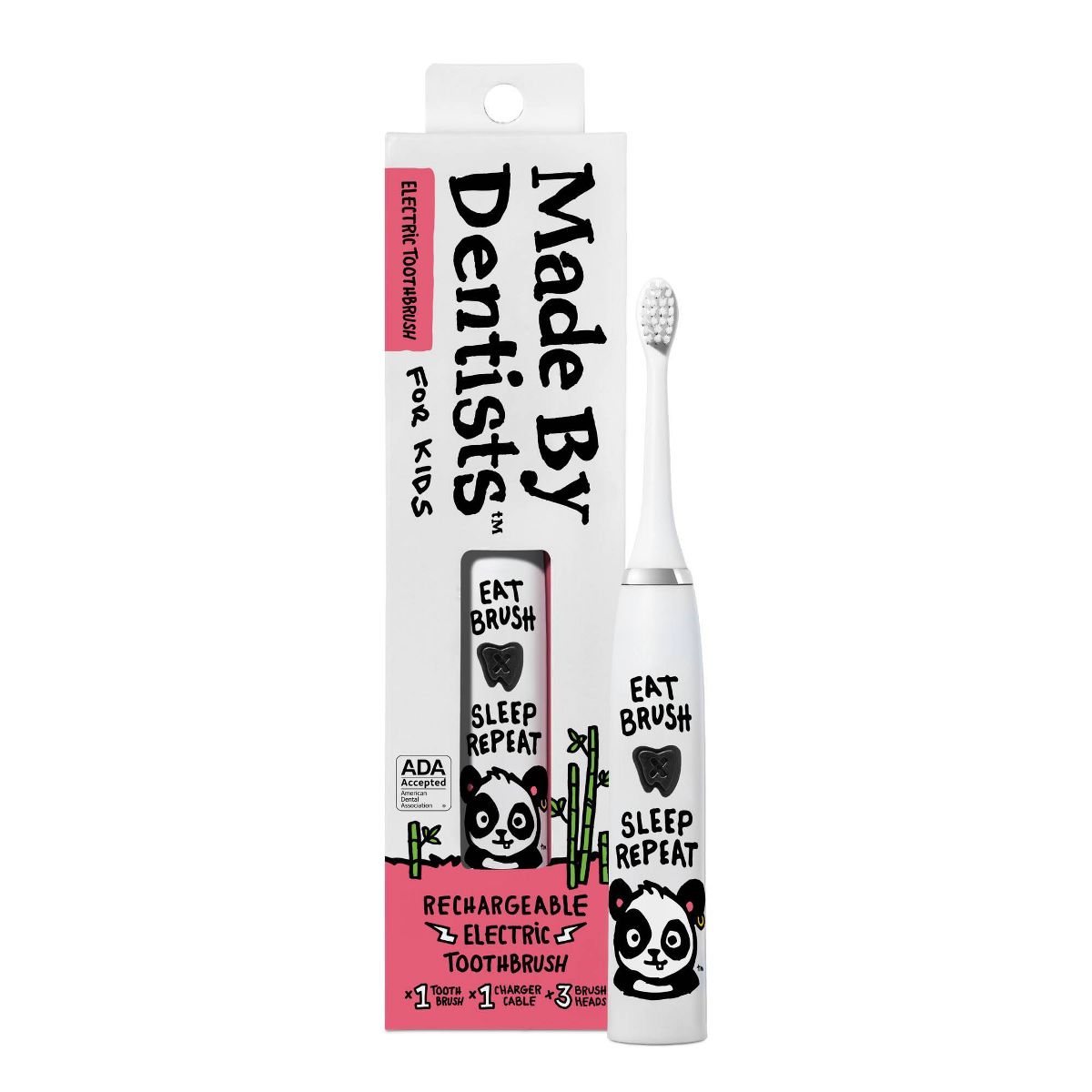 Made by Dentists Kids' Panda Rechargeable Electric Toothbrush with 3 Brush Heads