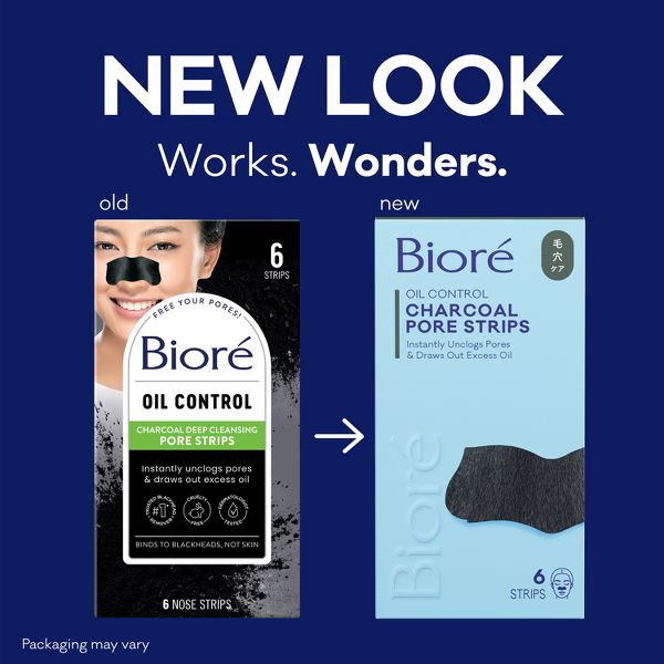 Biore Oil Control Charcoal Deep Cleansing Blackhead Remover Nose Pore Strips - 6ct