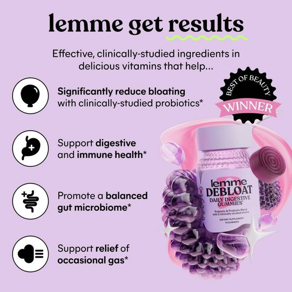 Lemme Debloat Pre + Probiotic Gummies - Bloat Support & Digestion - Blackberry Flavor - 14ct