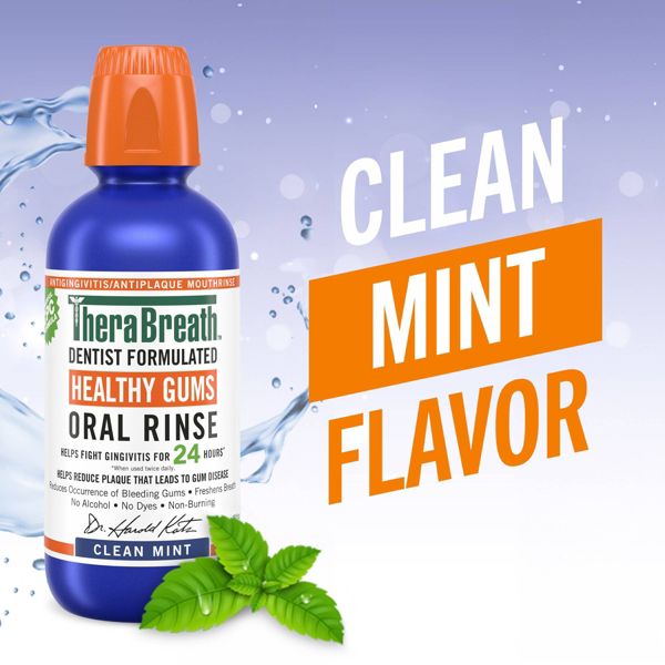 TheraBreath Healthy Gums Mouthwash Antigingivitis - Clean Mint - 16 fl oz