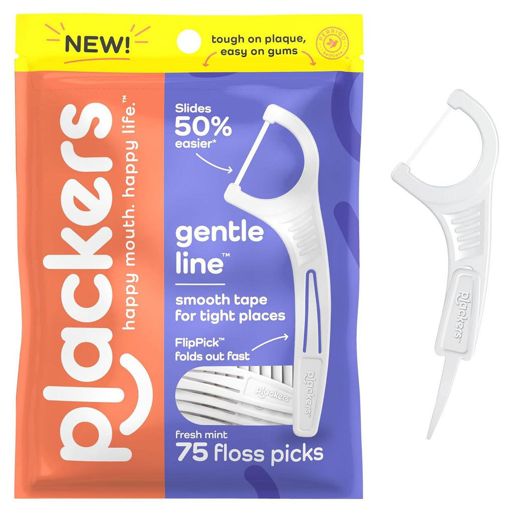 Plackers Gentle Line Floss Picks Fresh Mint, 75 Ct