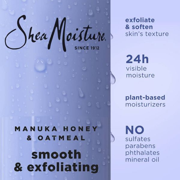 SheaMoisture Body Wash Smooth & Exfoliating - Manuka Honey & Oatmeal with Plant-Based Moisturizers - 18 fl oz
