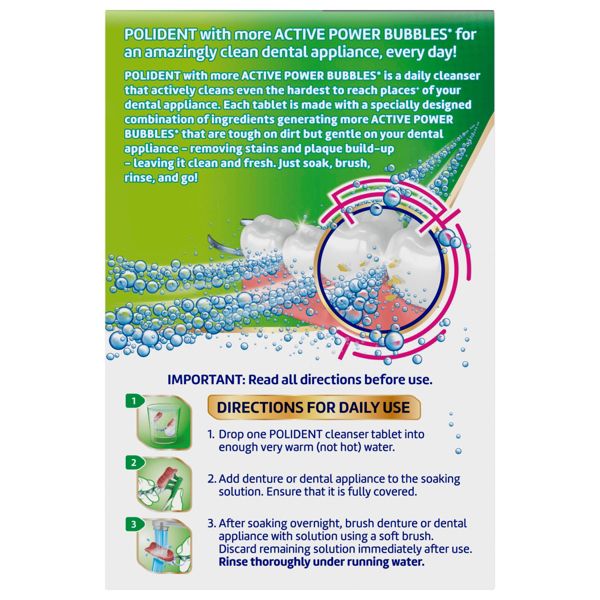Polident Overnight Whitening Antibacterial Dental Appliance Cleanser Tablets - Mouthguard Cleaning Tablets - 90ct