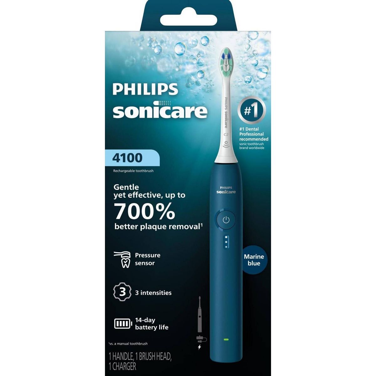 Philips Sonicare 4100 Rechargeable Electric Toothbrush with Brush Head - Marine Blue