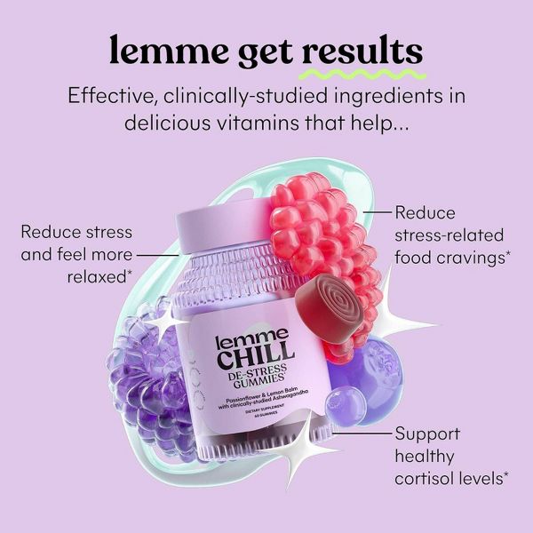 Lemme Chill Ashwagandha Gummies - Stress & Cortisol Support - KSM-66 Ashwagandha - Mixed Fruit Flavored - 60ct