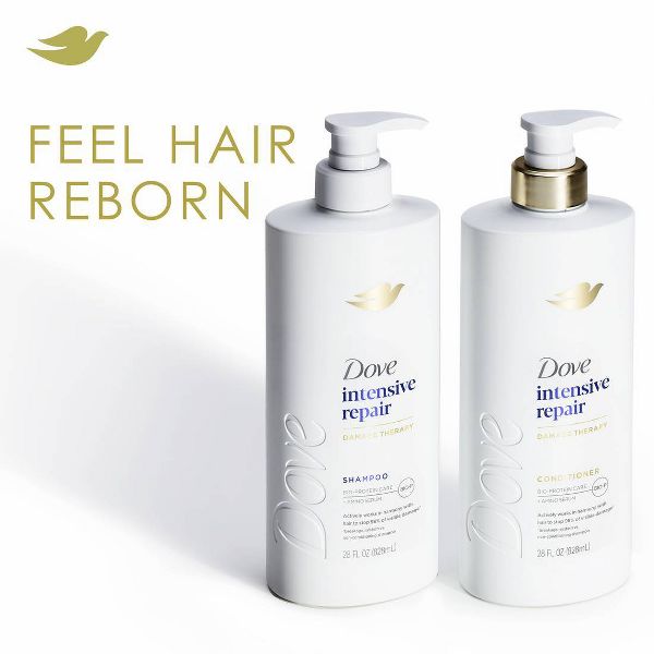 Dove Beauty Intensive Repair Hair Shampoo Pump with Glutamic Amino Serum & Bio-Protein Care - 28 fl oz