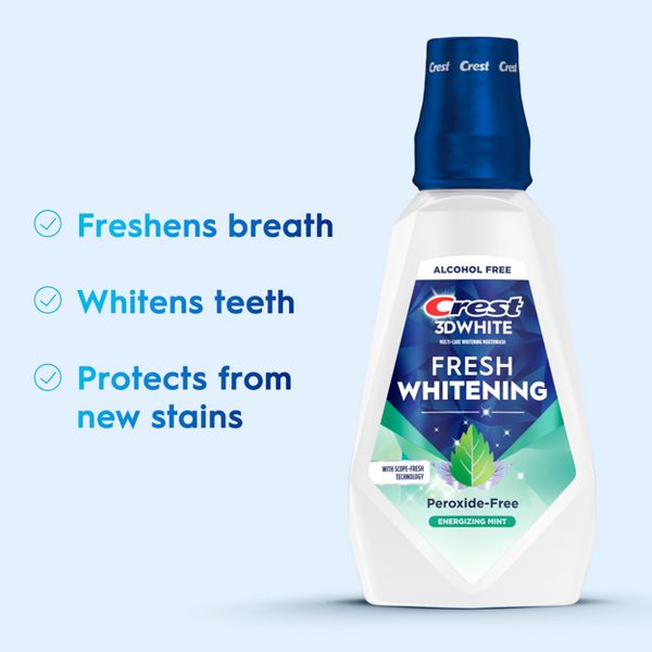 Crest 3D White Brilliance Alcohol Free Whitening Mouthwash, Clean Mint - 33.8 fl oz