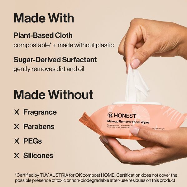 Honest Beauty Unscented Makeup Remover Wipes - 30ct