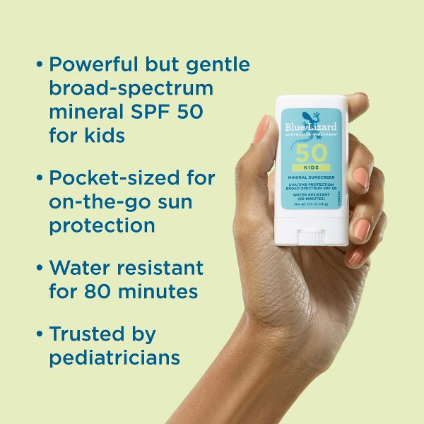 Blue Lizard Kids' Mineral Sunscreen Stick for Face and Body - SPF 50+ - 0.5 oz
