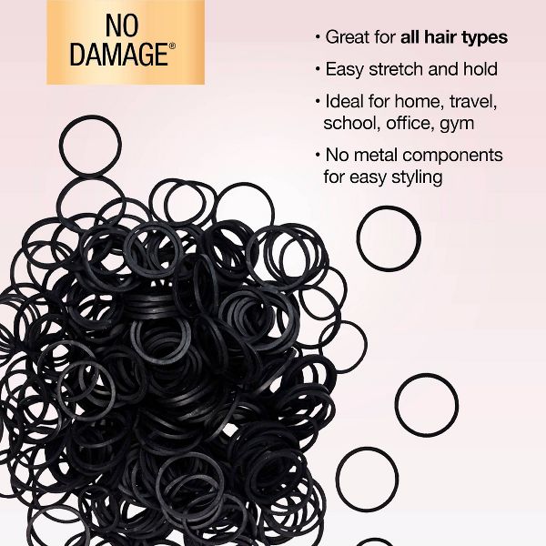 scünci Mixed Size Polyband Elastic Hair Ties - Black - All Hair - 300pcs