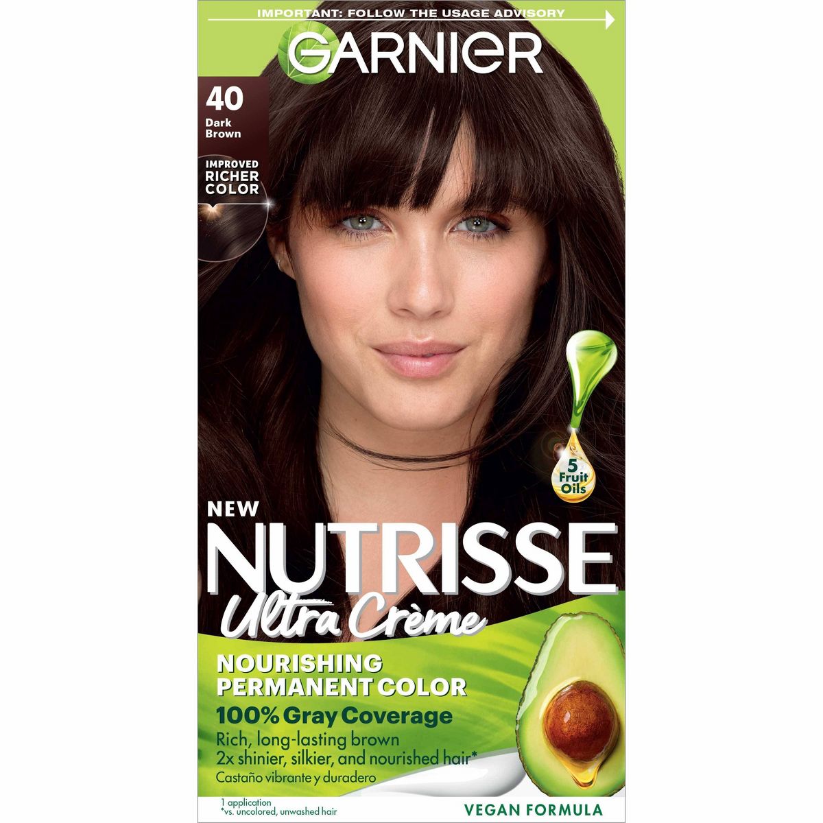 Garnier Nutrisse Nourishing Permanent Hair Color Creme - 40 Dark Brown