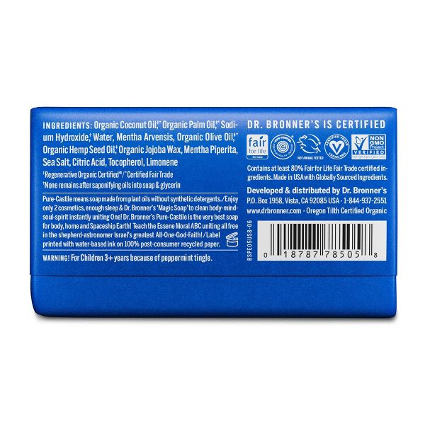 Dr. Bronner's All-One Pure-Castile Magic Bar Soap - Peppermint - 5oz