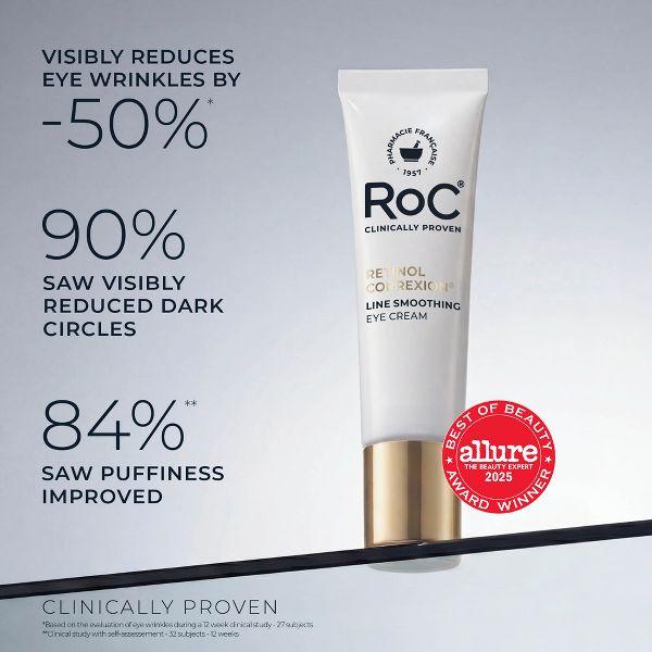RoC Retinol Correxion Line Smoothing Anti-Aging Wrinkle Eye Cream for Dark Circles & Puffy Eyes - 0.25 fl oz