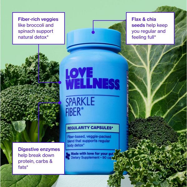 Love Wellness Sparkle Fiber Vegan Dietary Supplements for Easier Digestion & Regularity - 90ct
