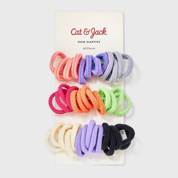 Kids' Nylon Hair Elastics Various Colors - 40ct - Cat & Jack