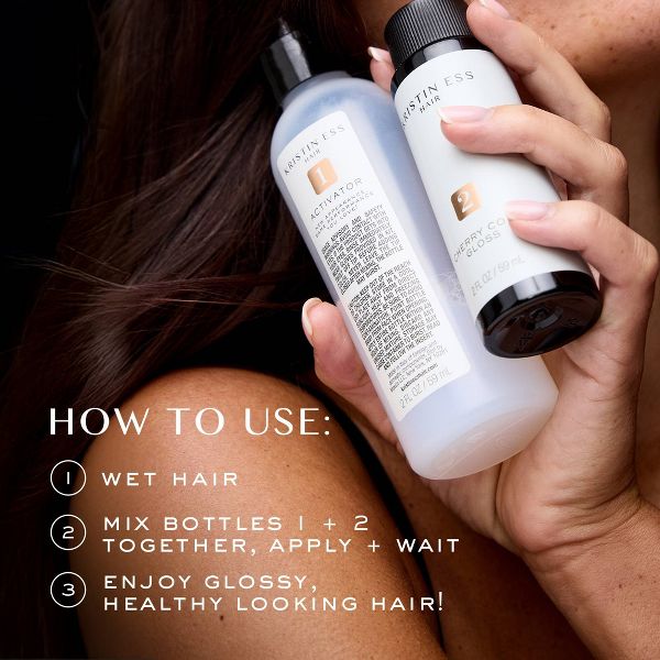 Kristin Ess Hair Gloss in Cherry Cola for Warm Red Brown Hair - Semi Permanent Dye + Toner - 4 fl oz
