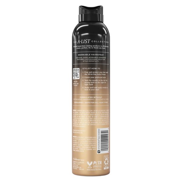 Tresemme A-List Collection Workable Hairspray, Golden Vanilla & Sandalwood Scent - 8.5oz