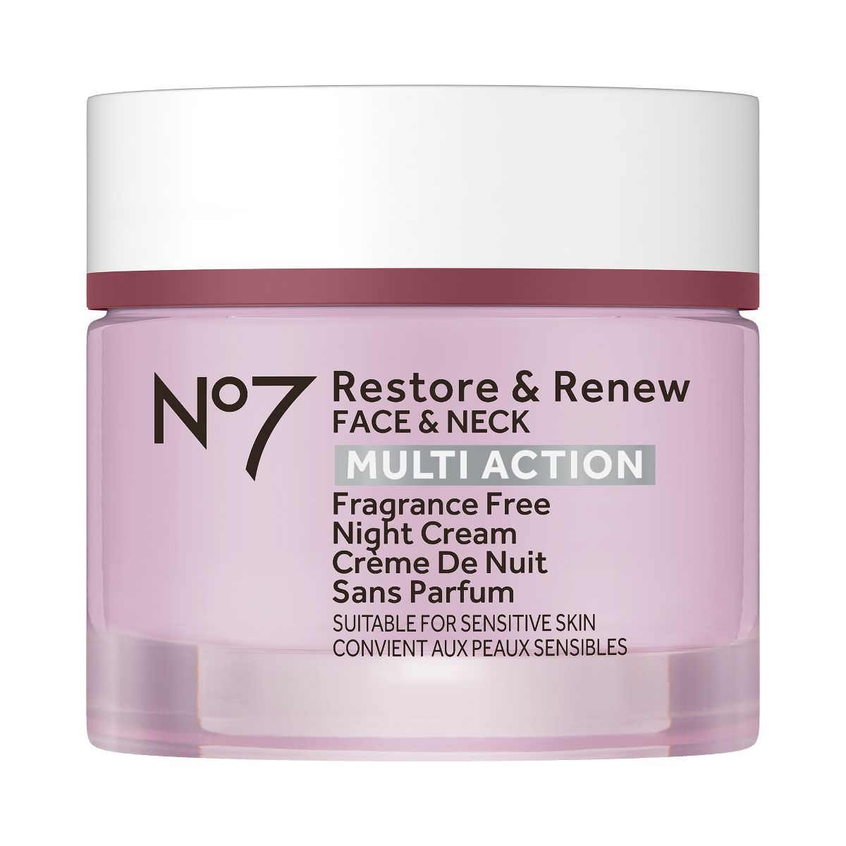 No7 Restore & Renew Face & Neck Multi Action Fragrance Free Night Cream - 1.69 fl oz