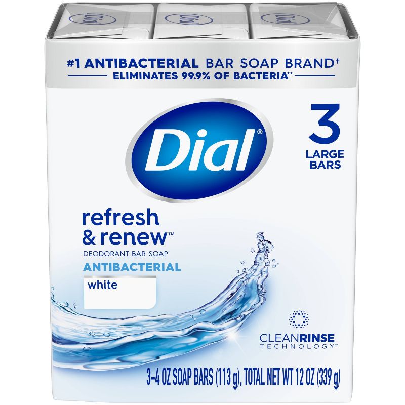 Dial 16 fl oz Clean & Gentle Aloe Body Wash + 3 Pack/4oz Each White Bar Soaps